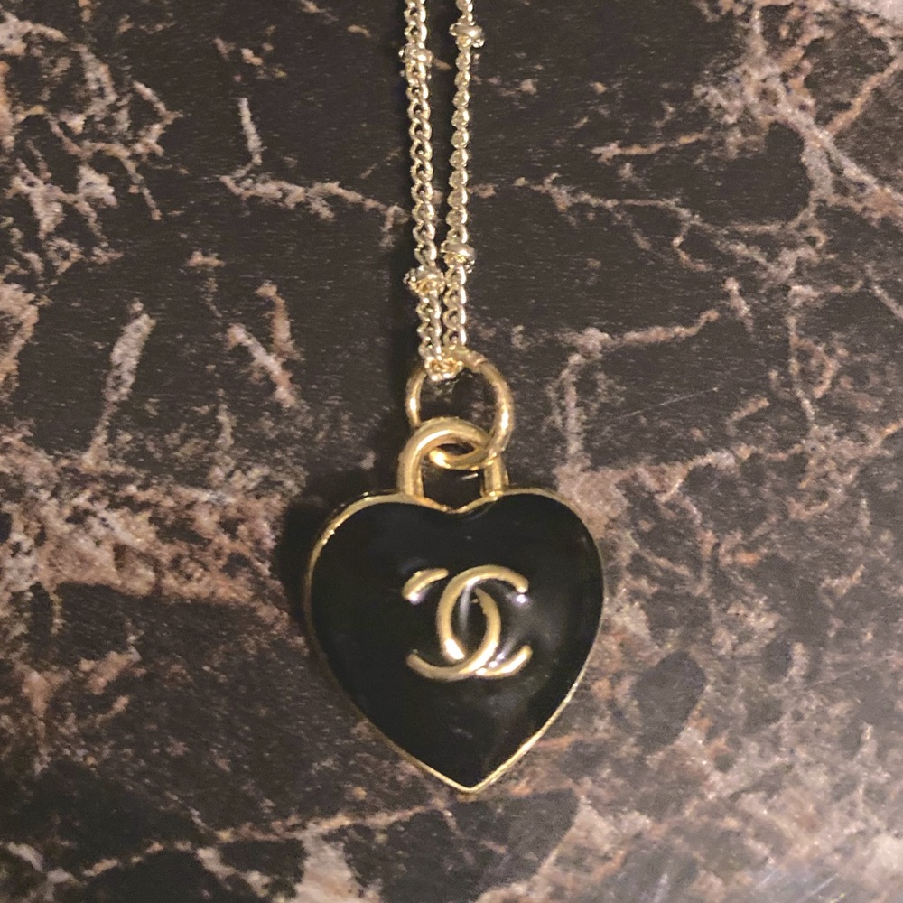 Vintage Chanel CC Heart Charm Necklace